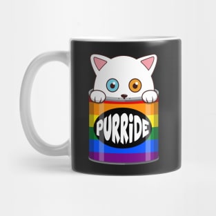 Funny White Cat Gay Pride Mug